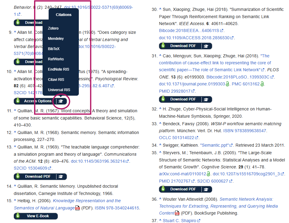 LibKey citation export feature